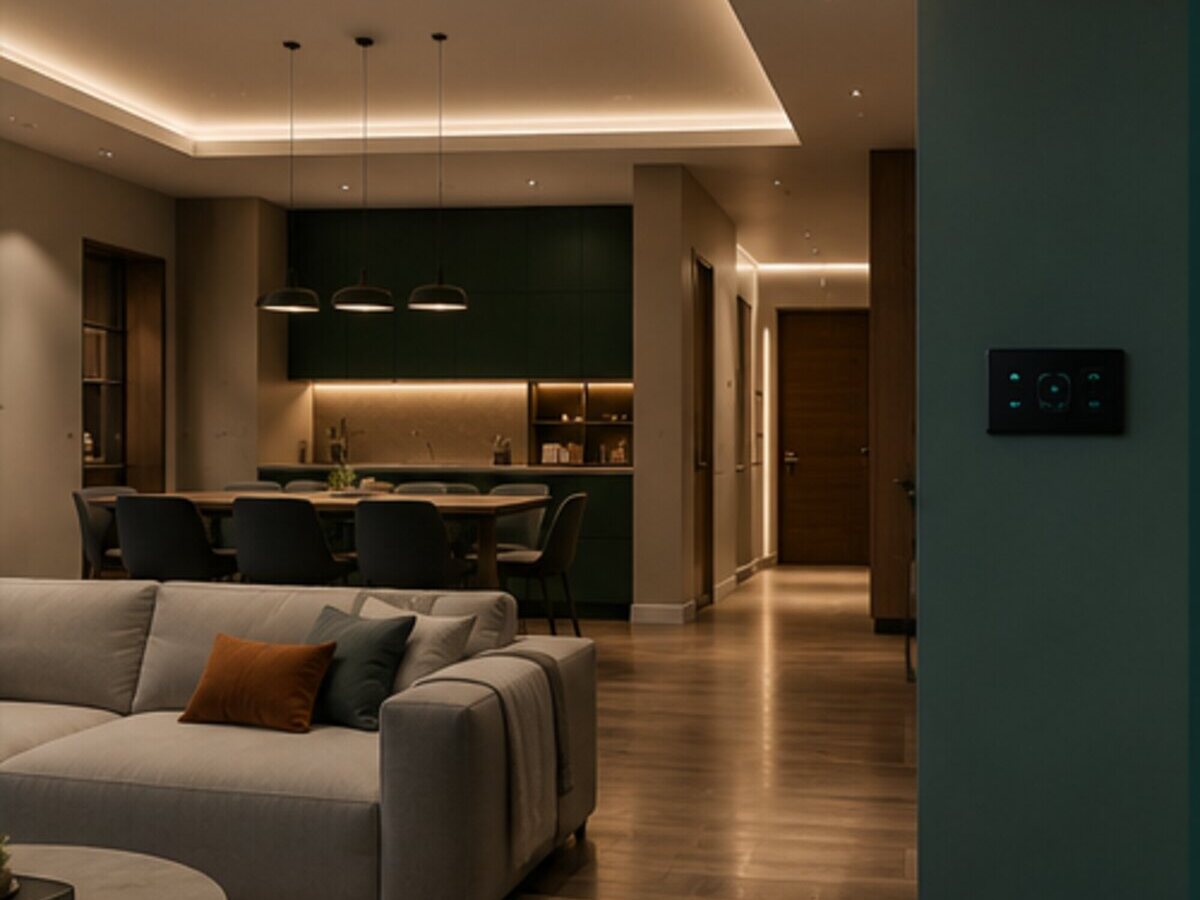 Sala de alto padrão com iluminação cênica